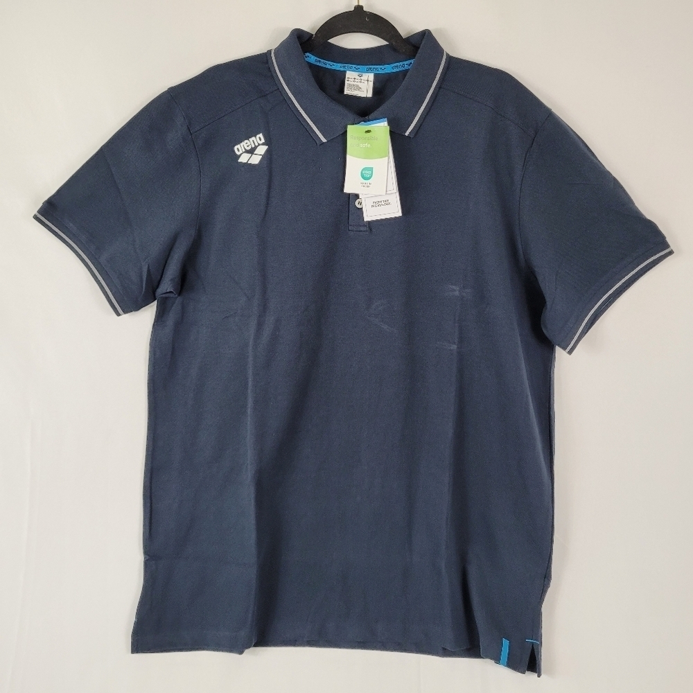 Arena Men's Team Polo Shirt Navy Blue Size XXL 2XL Cotton New With Tags